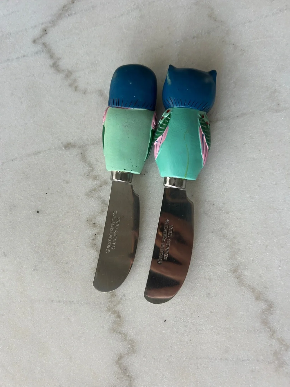 Handpainted Owl Butter Spreaders - Mint, Pink & Navy
